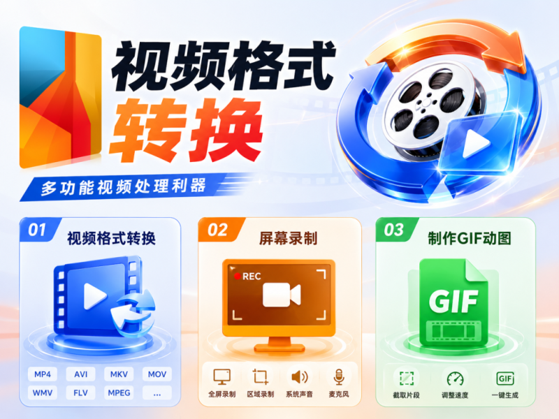 视频格式转换神器来了，高清批量转还支持录屏和GIF，手机游戏机格式全兼容-玉豆分享